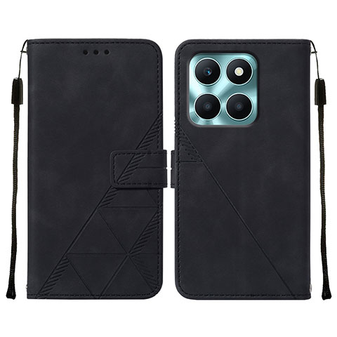 Custodia Portafoglio In Pelle Cover con Supporto YB2 per Huawei Honor X8b Nero