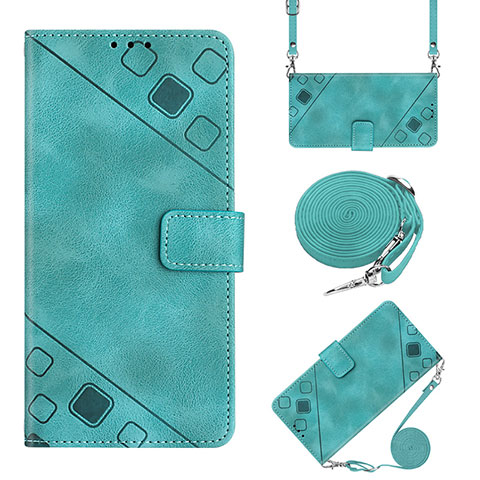 Custodia Portafoglio In Pelle Cover con Supporto YB2 per Motorola Moto G Play Gen 2 Verde