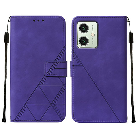 Custodia Portafoglio In Pelle Cover con Supporto YB2 per Motorola Moto G54 5G Viola