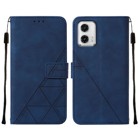 Custodia Portafoglio In Pelle Cover con Supporto YB2 per Motorola Moto G73 5G Blu