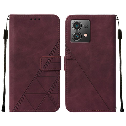 Custodia Portafoglio In Pelle Cover con Supporto YB2 per Motorola Moto G84 5G Rosso