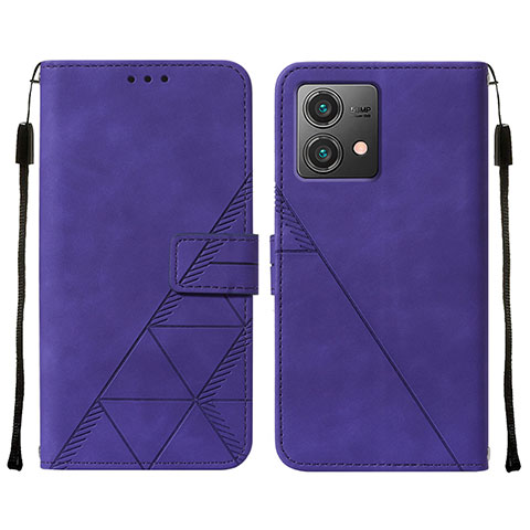 Custodia Portafoglio In Pelle Cover con Supporto YB2 per Motorola Moto G84 5G Viola