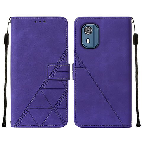 Custodia Portafoglio In Pelle Cover con Supporto YB2 per Nokia C02 Viola