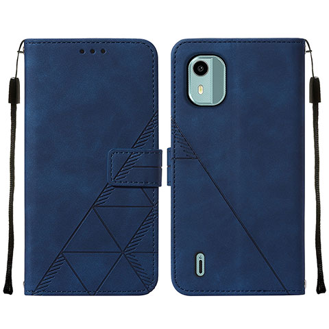 Custodia Portafoglio In Pelle Cover con Supporto YB2 per Nokia C12 Blu