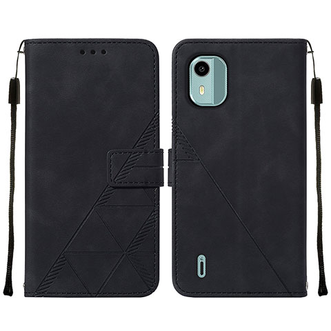 Custodia Portafoglio In Pelle Cover con Supporto YB2 per Nokia C12 Plus Nero