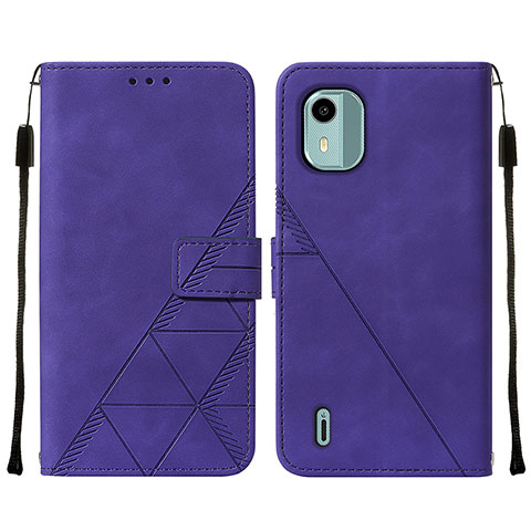 Custodia Portafoglio In Pelle Cover con Supporto YB2 per Nokia C12 Plus Viola