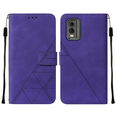 Custodia Portafoglio In Pelle Cover con Supporto YB2 per Nokia C32 Viola