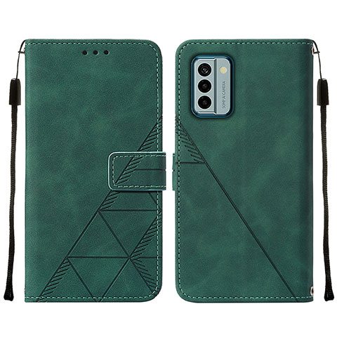 Custodia Portafoglio In Pelle Cover con Supporto YB2 per Nokia G22 Verde