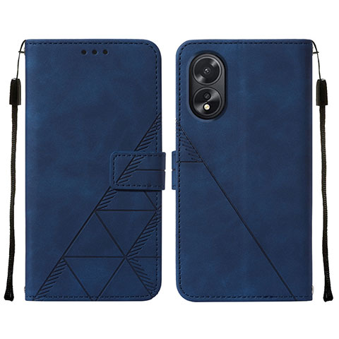 Custodia Portafoglio In Pelle Cover con Supporto YB2 per Oppo A18 Blu