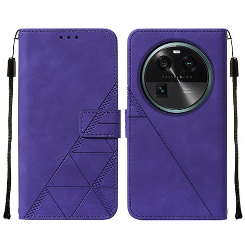 Custodia Portafoglio In Pelle Cover con Supporto YB2 per Oppo Find X6 5G Viola