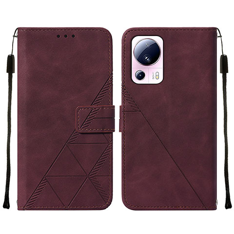 Custodia Portafoglio In Pelle Cover con Supporto YB2 per Xiaomi Mi 13 Lite 5G Rosso