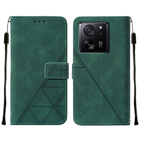 Custodia Portafoglio In Pelle Cover con Supporto YB2 per Xiaomi Mi 13T 5G Verde