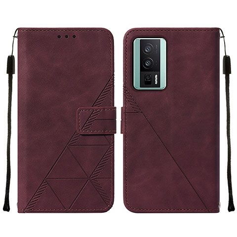 Custodia Portafoglio In Pelle Cover con Supporto YB2 per Xiaomi Poco F5 Pro 5G Rosso