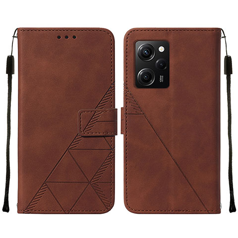 Custodia Portafoglio In Pelle Cover con Supporto YB2 per Xiaomi Poco X5 Pro 5G Marrone