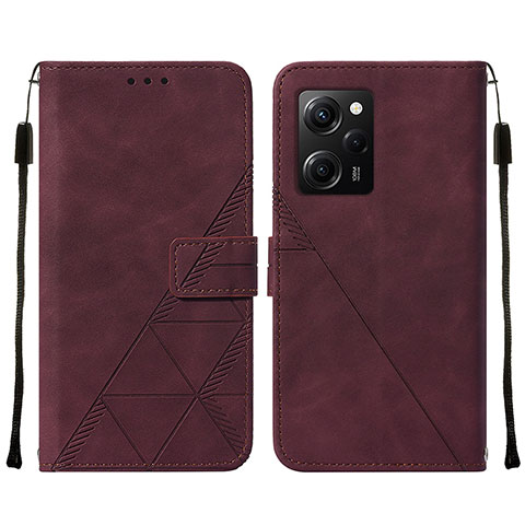 Custodia Portafoglio In Pelle Cover con Supporto YB2 per Xiaomi Poco X5 Pro 5G Rosso