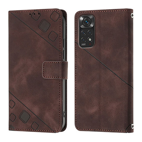 Custodia Portafoglio In Pelle Cover con Supporto YB2 per Xiaomi Redmi Note 11 4G (2022) Marrone