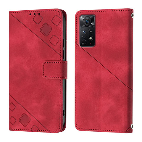 Custodia Portafoglio In Pelle Cover con Supporto YB2 per Xiaomi Redmi Note 11 Pro 4G Rosso