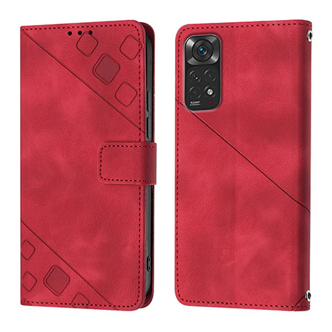 Custodia Portafoglio In Pelle Cover con Supporto YB2 per Xiaomi Redmi Note 11S 4G Rosso