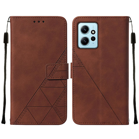 Custodia Portafoglio In Pelle Cover con Supporto YB2 per Xiaomi Redmi Note 12 4G Marrone