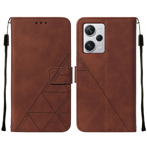 Custodia Portafoglio In Pelle Cover con Supporto YB2 per Xiaomi Redmi Note 12 Explorer Marrone