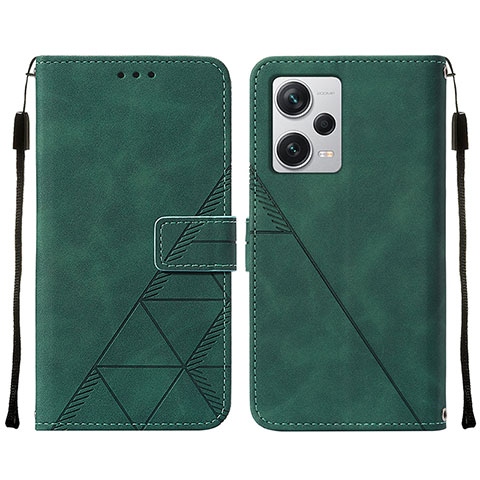 Custodia Portafoglio In Pelle Cover con Supporto YB2 per Xiaomi Redmi Note 12 Explorer Verde