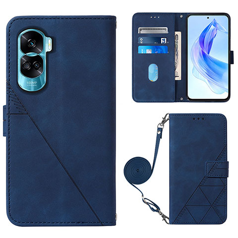 Custodia Portafoglio In Pelle Cover con Supporto YB3 per Huawei Honor 90 Lite 5G Blu