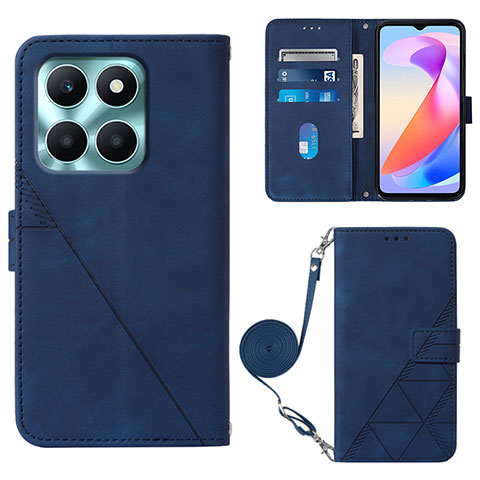 Custodia Portafoglio In Pelle Cover con Supporto YB3 per Huawei Honor X6a Blu