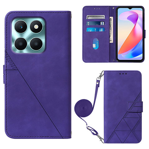 Custodia Portafoglio In Pelle Cover con Supporto YB3 per Huawei Honor X6a Viola