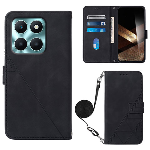 Custodia Portafoglio In Pelle Cover con Supporto YB3 per Huawei Honor X8b Nero