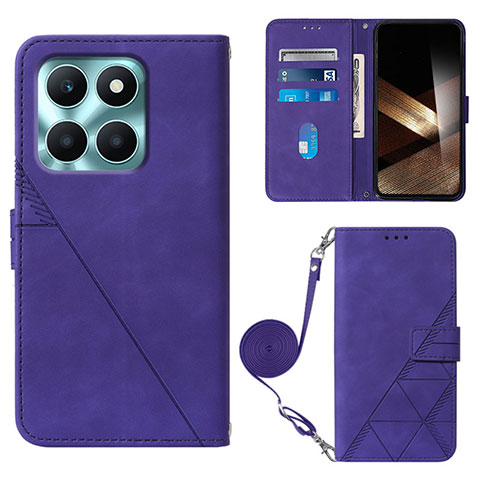 Custodia Portafoglio In Pelle Cover con Supporto YB3 per Huawei Honor X8b Viola