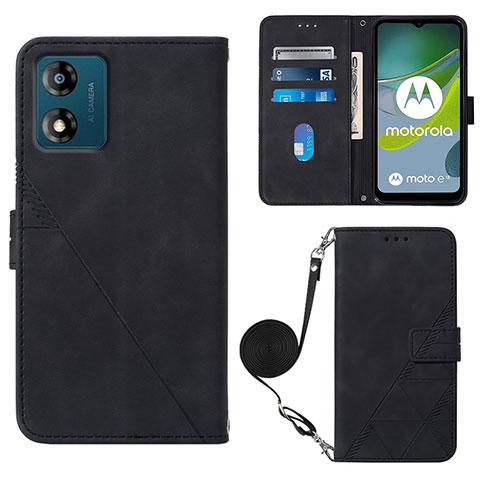 Custodia Portafoglio In Pelle Cover con Supporto YB3 per Motorola Moto E13 Nero