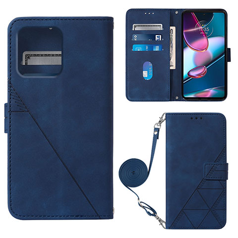 Custodia Portafoglio In Pelle Cover con Supporto YB3 per Motorola Moto Edge 40 Pro 5G Blu