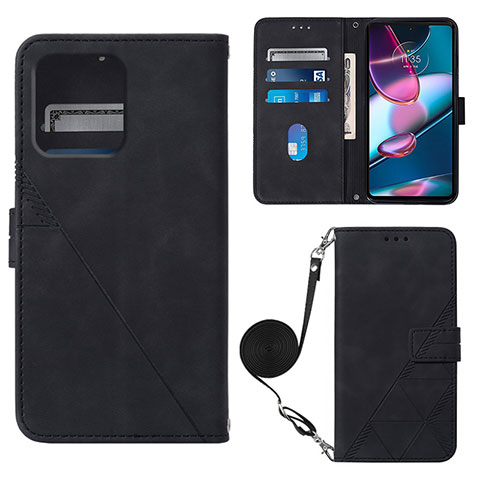 Custodia Portafoglio In Pelle Cover con Supporto YB3 per Motorola Moto Edge 40 Pro 5G Nero