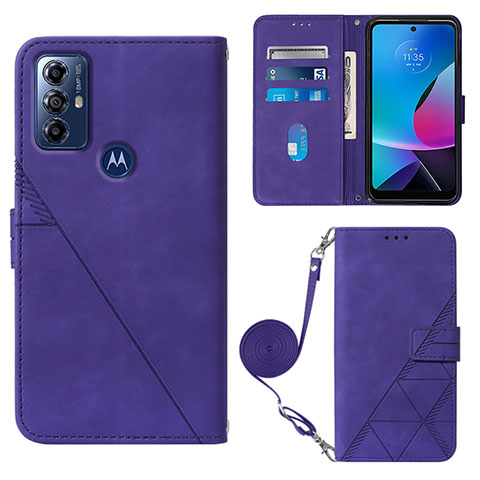 Custodia Portafoglio In Pelle Cover con Supporto YB3 per Motorola Moto G Power (2022) Viola