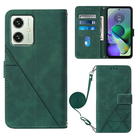 Custodia Portafoglio In Pelle Cover con Supporto YB3 per Motorola Moto G54 5G Verde