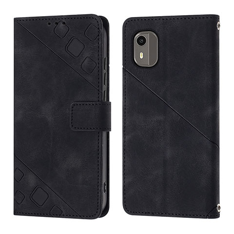 Custodia Portafoglio In Pelle Cover con Supporto YB3 per Nokia C12 Nero