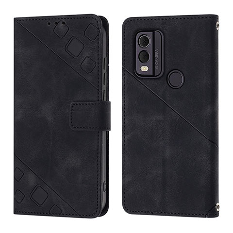 Custodia Portafoglio In Pelle Cover con Supporto YB3 per Nokia C22 Nero