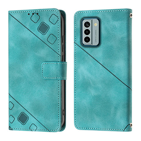 Custodia Portafoglio In Pelle Cover con Supporto YB3 per Nokia G22 Verde