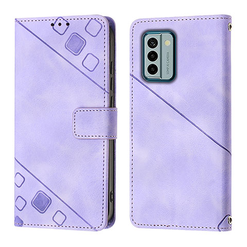 Custodia Portafoglio In Pelle Cover con Supporto YB3 per Nokia G22 Viola