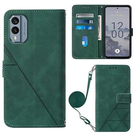 Custodia Portafoglio In Pelle Cover con Supporto YB3 per Nokia X30 5G Verde