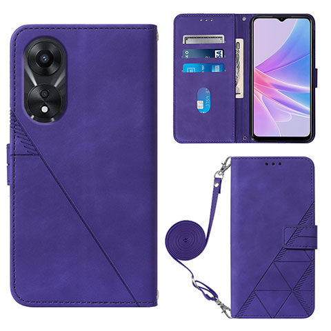 Custodia Portafoglio In Pelle Cover con Supporto YB3 per Oppo A58 5G Viola