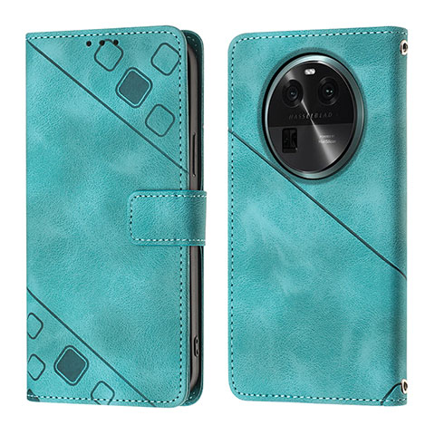 Custodia Portafoglio In Pelle Cover con Supporto YB3 per Oppo Find X6 5G Verde