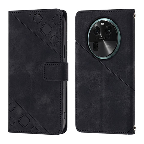 Custodia Portafoglio In Pelle Cover con Supporto YB3 per Oppo Find X6 Pro 5G Nero