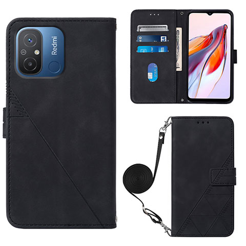 Custodia Portafoglio In Pelle Cover con Supporto YB3 per Xiaomi Poco C55 Nero