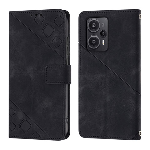 Custodia Portafoglio In Pelle Cover con Supporto YB3 per Xiaomi Poco F5 5G Nero