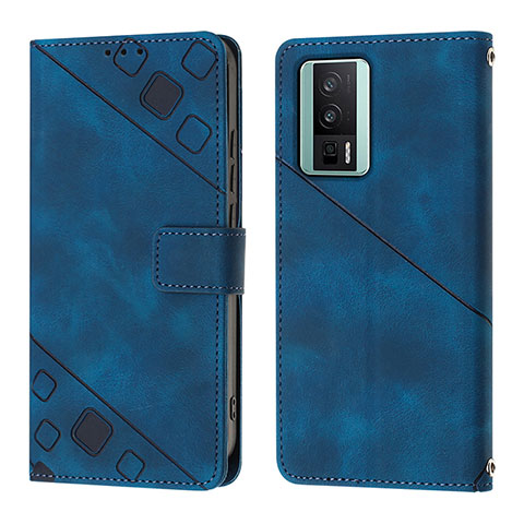 Custodia Portafoglio In Pelle Cover con Supporto YB3 per Xiaomi Poco F5 Pro 5G Blu