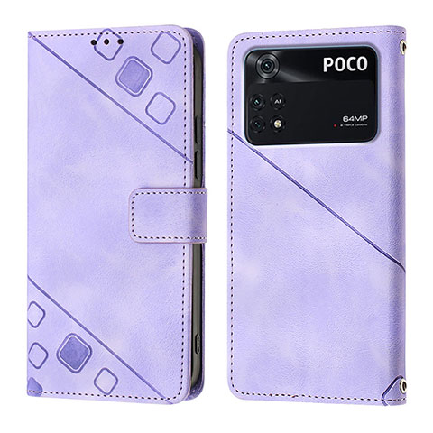 Custodia Portafoglio In Pelle Cover con Supporto YB3 per Xiaomi Poco M4 Pro 4G Viola