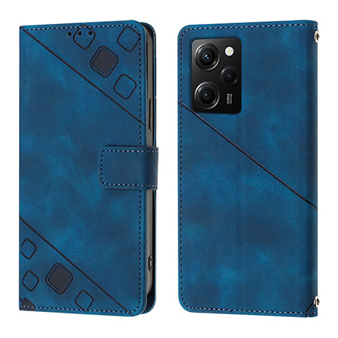 Custodia Portafoglio In Pelle Cover con Supporto YB3 per Xiaomi Poco X5 Pro 5G Blu