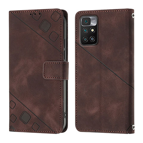 Custodia Portafoglio In Pelle Cover con Supporto YB3 per Xiaomi Redmi 10 Prime Marrone