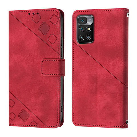 Custodia Portafoglio In Pelle Cover con Supporto YB3 per Xiaomi Redmi 10 Prime Rosso